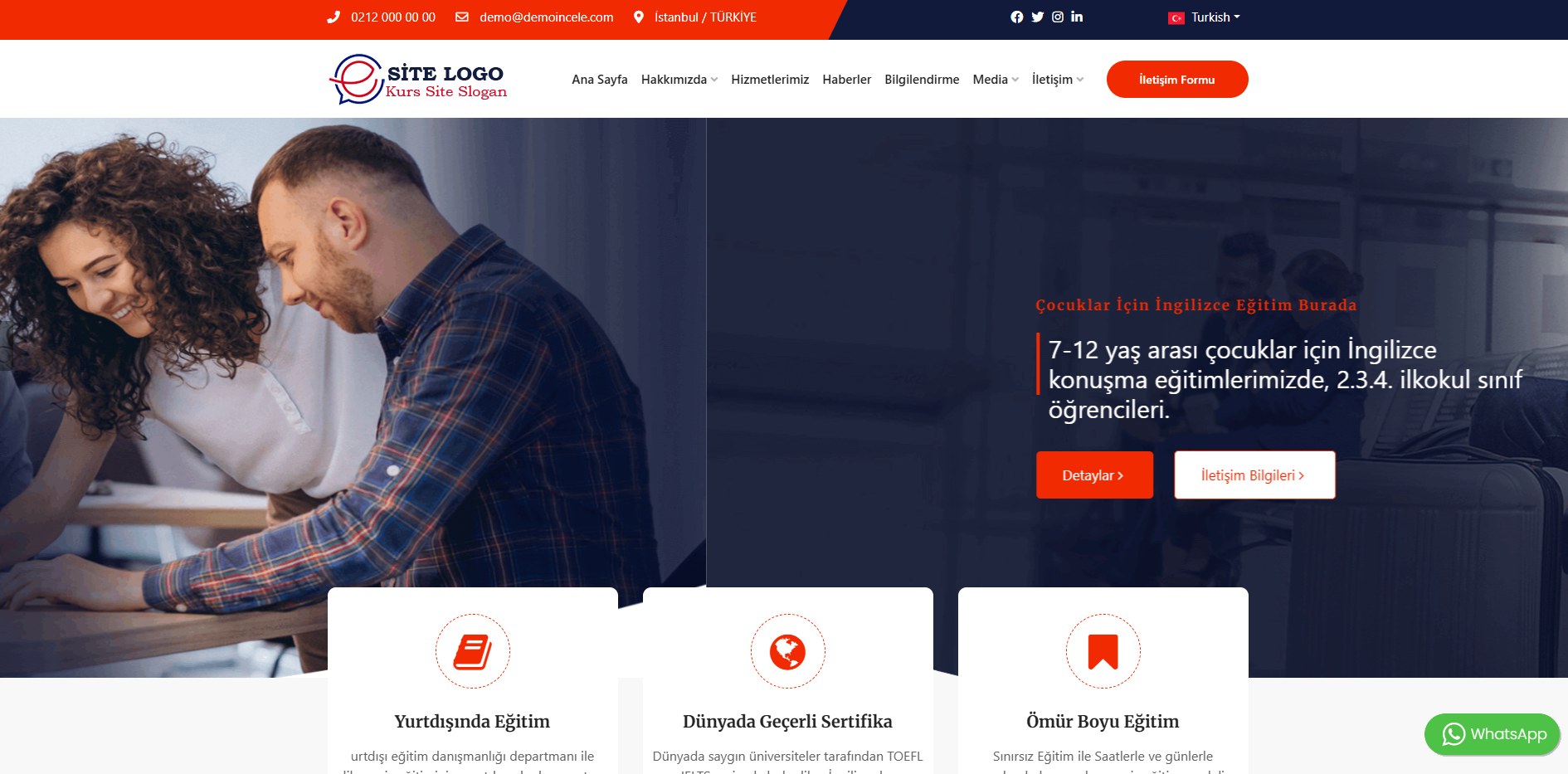 Dil Kursu Web Sitesi Paketi Learning