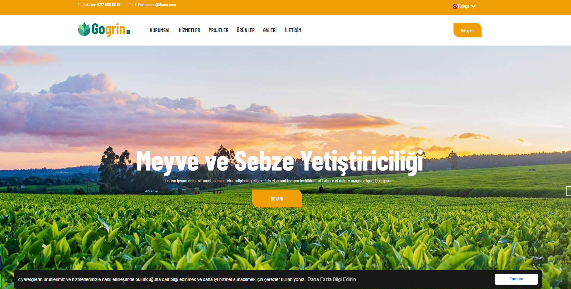 Tarım ve Hayvancılık Web Site Paketi Green